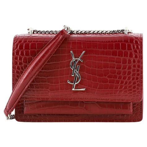 yves saint laurent croc embossed wallet|SUNSET Chain Wallet in crocodile.